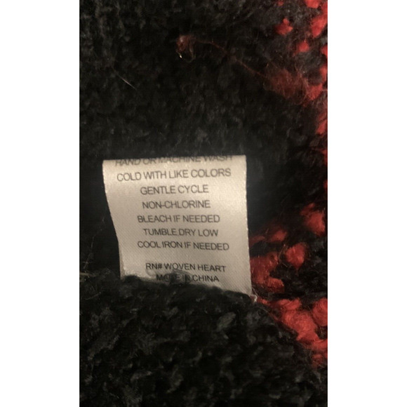 Woven Heart Turtleneck Poncho Sz S/M Batwing Fringe Boho Ethnic Cape Wrap Shawl - Picture 8 of 9